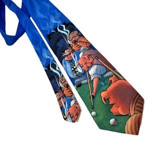 Pigs Playing Pool Unique Novelty Necktie 1994 Vintage